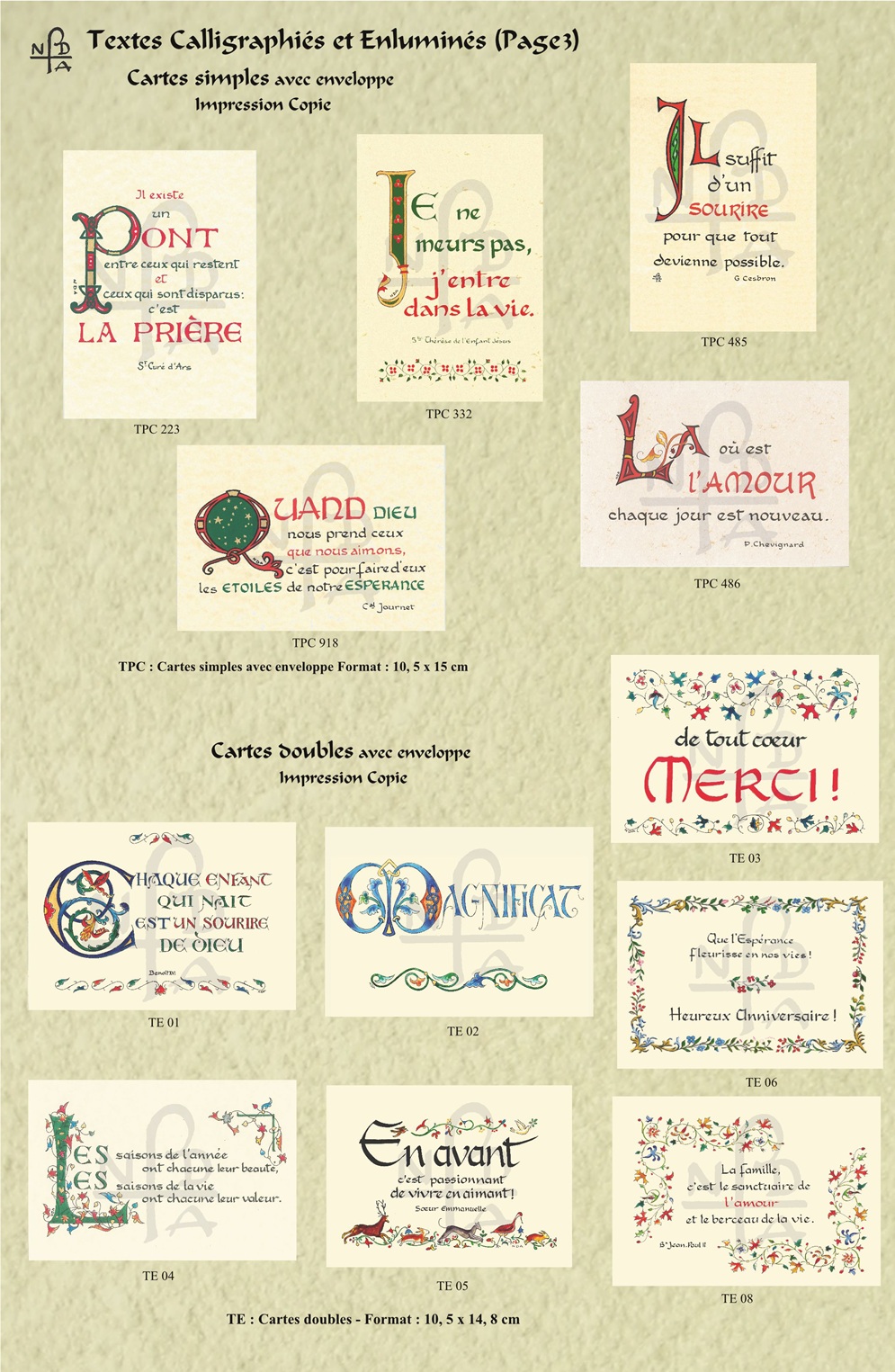 Abbaye Argentan Cartes Calligraphiées et enluminées page 3