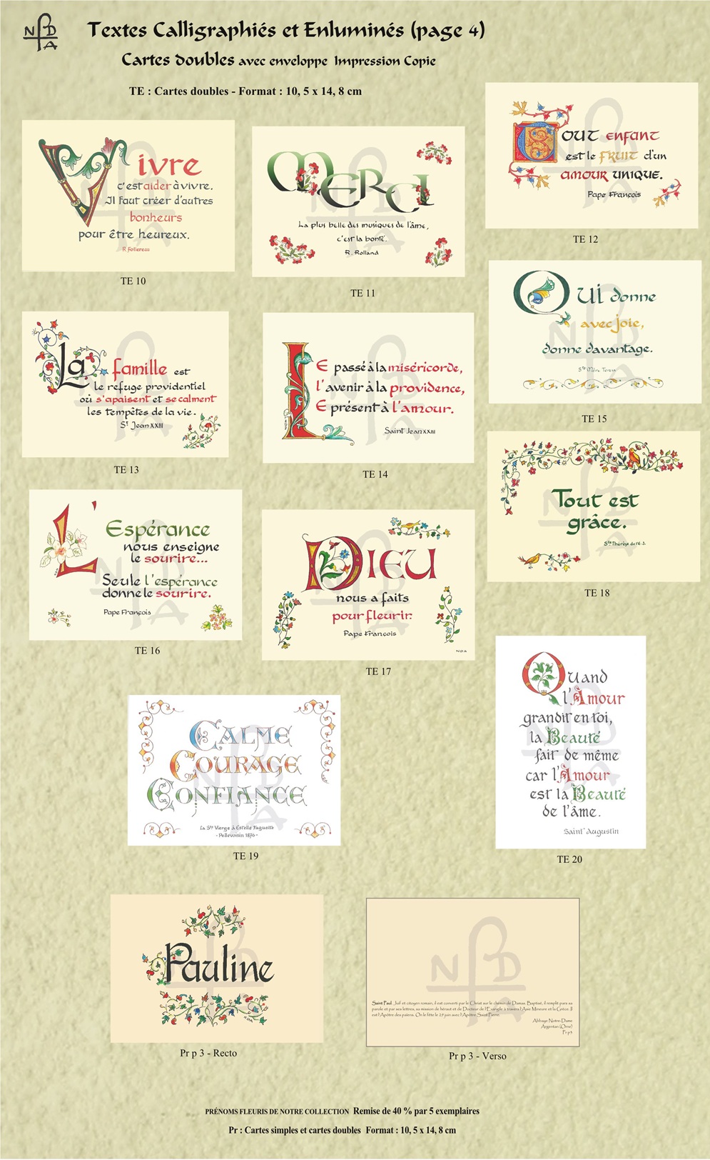 Abbaye Argentan Cartes Calligraphiées et enluminées page 4